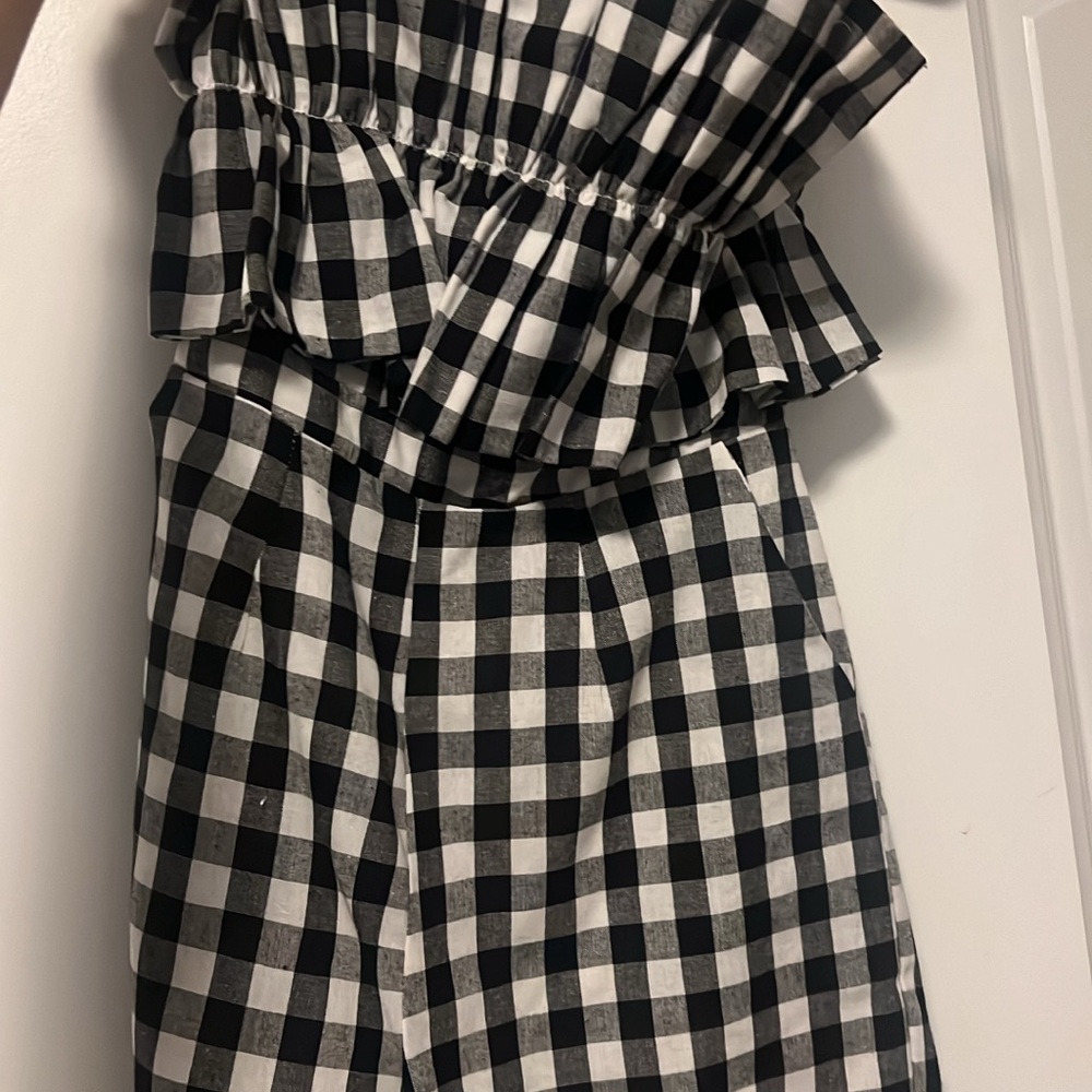 Black and White Gingham Romper
